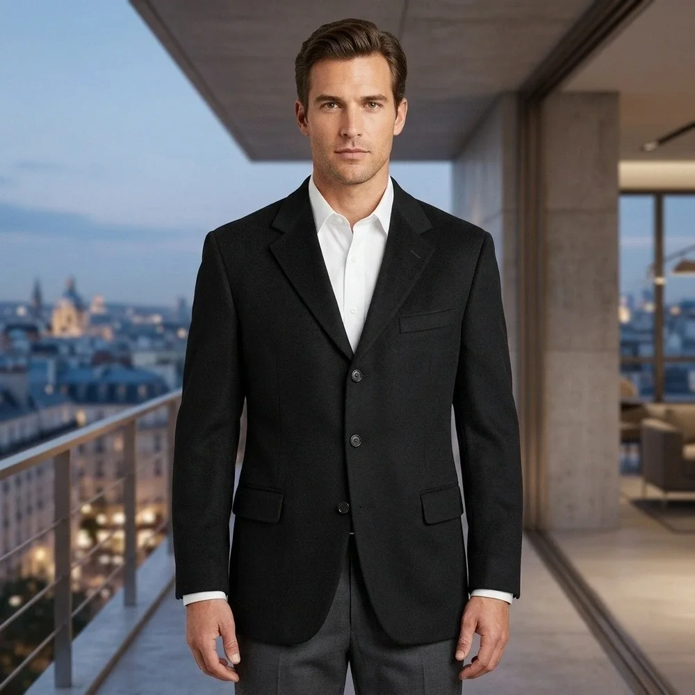 Brooks Brothers 346 Sport Jacket Mens 40S Black Cashmere? Coat Career Corpcore